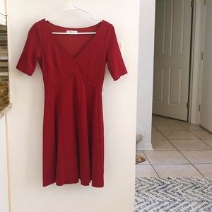 Deep red fit and flare dress